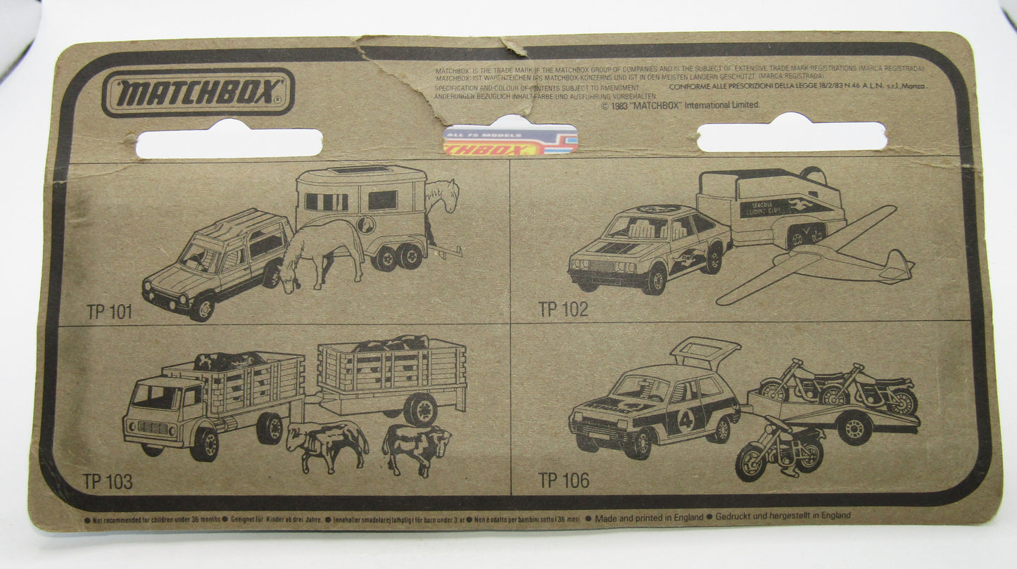 Matchbox Superfast Twin Pack TP-106 Renault & Bicycle Trailer ORANGE BASE