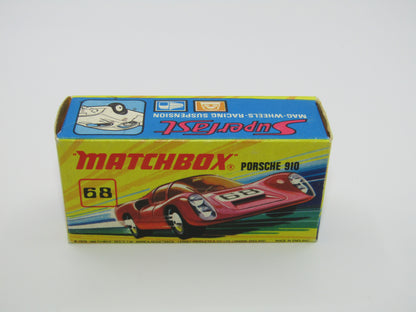 Matchbox Superfast 68A Porsche 910 68 Label CLEAR WINDOWS