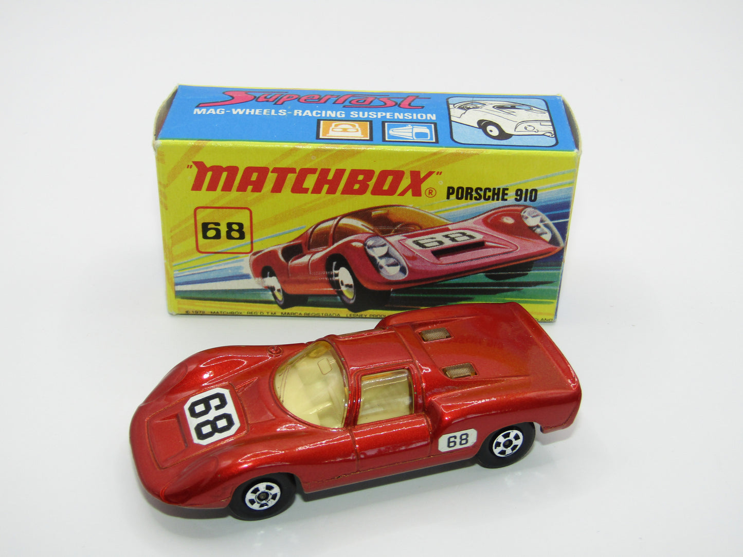 Matchbox Superfast 68A Porsche 910 Small 68 Label Narrow Wheels