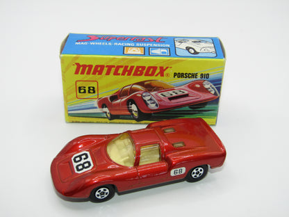 Matchbox Superfast 68A Porsche 910 Small 68 Label Narrow Wheels