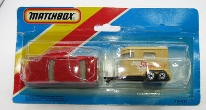 Matchbox Superfast Twin Pack TP-111 Ford Cortina TAN Int Black Stripe & Pony Trailer