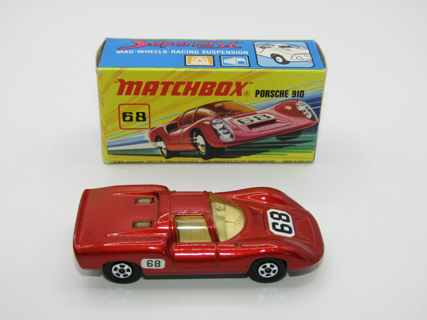 Matchbox Superfast 68A Porsche 910 Small 68 Label Narrow Wheels