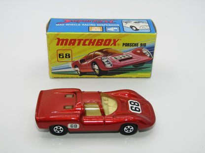 Matchbox Superfast 68A Porsche 910 Small 68 Label Narrow Wheels