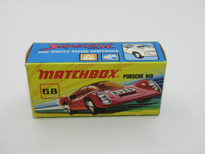 Matchbox Superfast 68A Porsche 910 Small 68 Label Narrow Wheels
