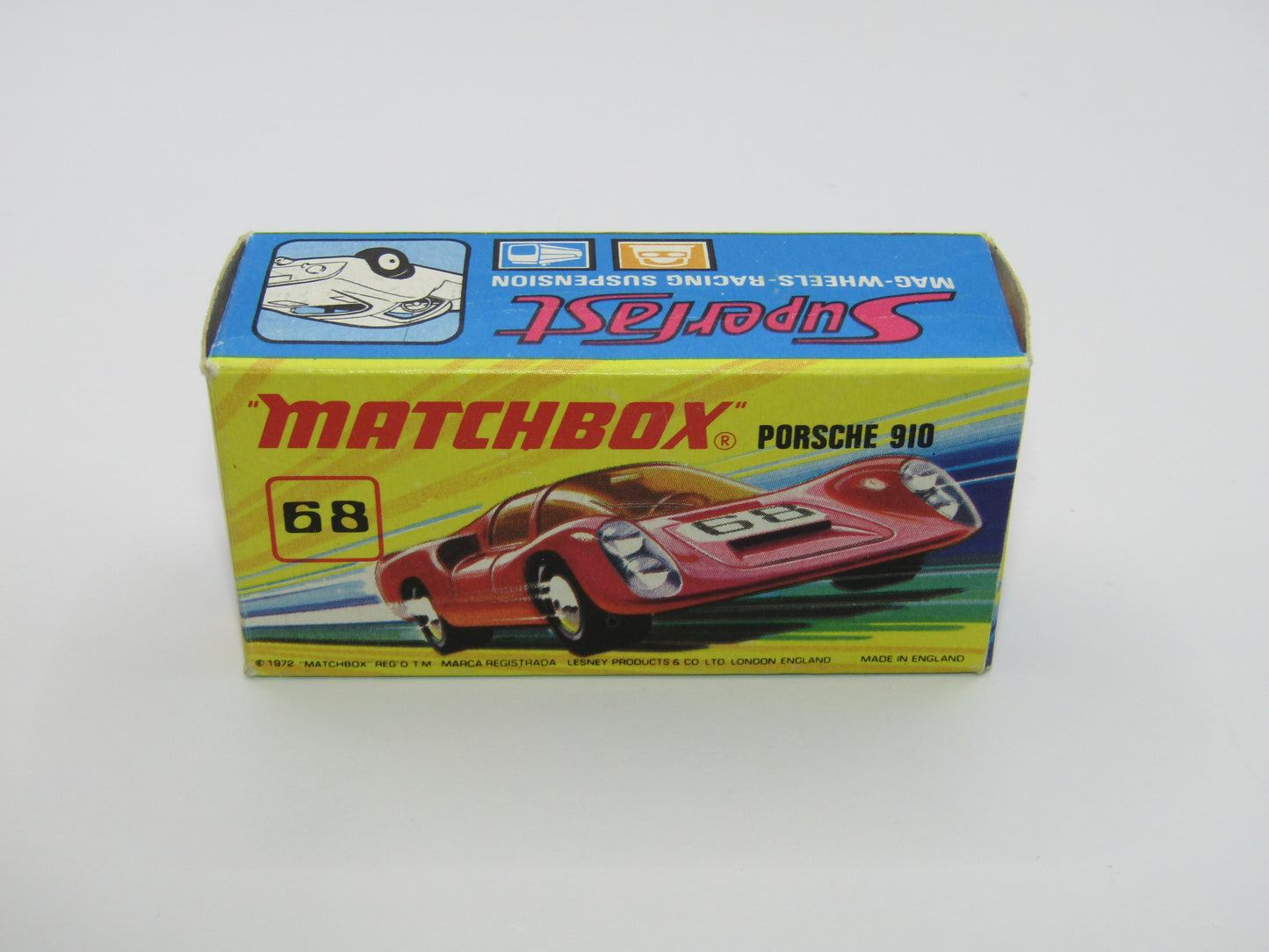 Matchbox Superfast 68A Porsche 910 Small 68 Label Narrow Wheels
