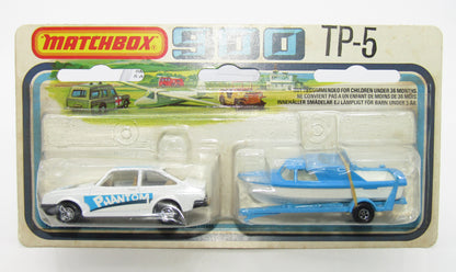 Matchbox Superfast Twin Pack TP-5 Ford Escort White PHANTOM Labels BLUE-GREY Base