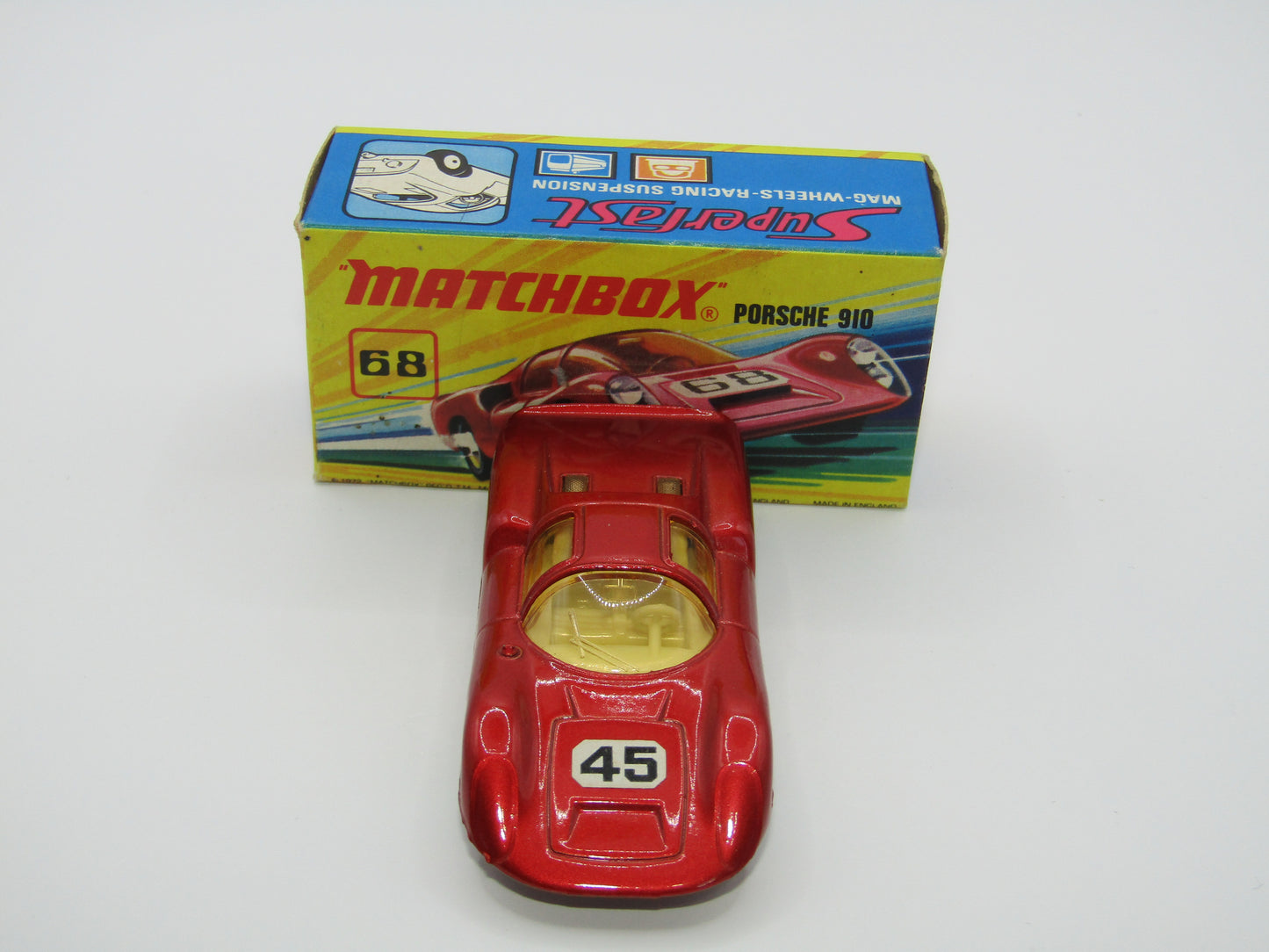 Matchbox Superfast 68A Porsche 910 45 Label Amber Windows