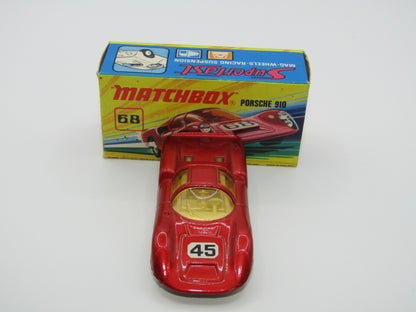Matchbox Superfast 68A Porsche 910 45 Label Amber Windows
