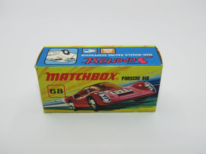 Matchbox Superfast 68A Porsche 910 45 Label Amber Windows
