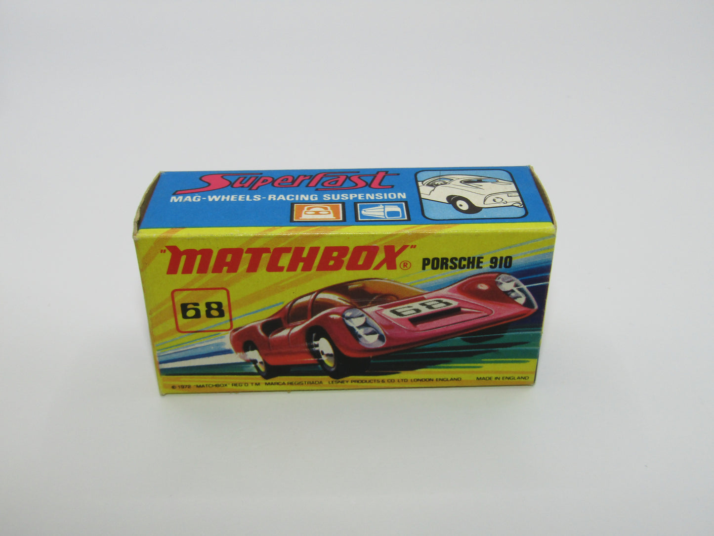 Matchbox Superfast 68A Porsche 910 45 Label Amber Windows