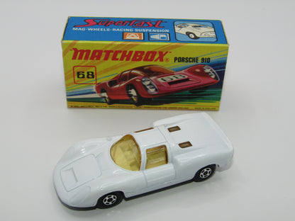 Matchbox Superfast 68A Porsche 910 WHITE 5 Spoke Wide Wheels