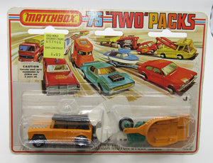Matchbox Superfast Twin Pack TP-8 Field Car Checker Label & Honda Motorcycle Trailer