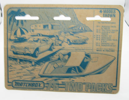 Matchbox Superfast Twin Pack TP-8 Field Car Checker Label & Honda Motorcycle Trailer
