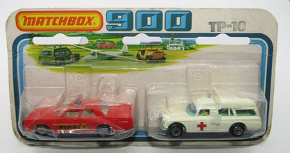 Matchbox Superfast Twin Pack TP-10 Fire Chief Car & Mercedes Ambulance Dot Dash