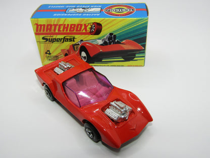 Matchbox Superfast 4B Gruesome Twosome ORANGE RED Ivory Interior