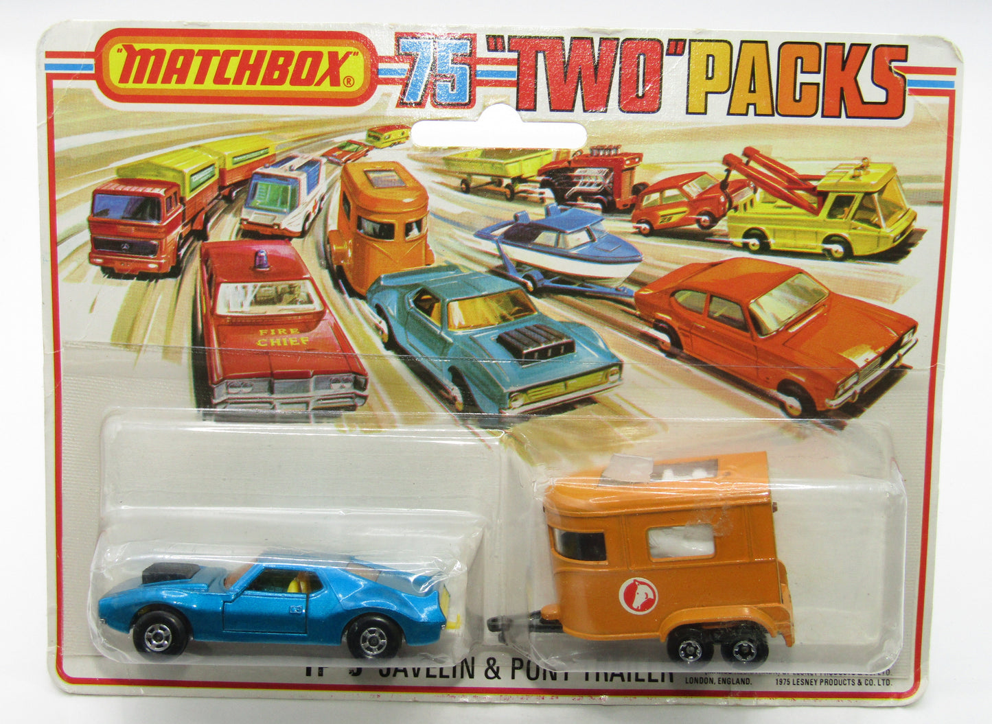 Matchbox Superfast Twin Pack TP-3 AMX Javelin Met Blue 5 Spoke Opening Doors