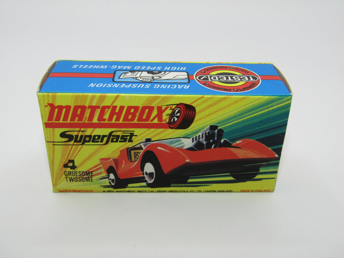Matchbox Superfast 4B Gruesome Twosome ORANGE RED Ivory Interior