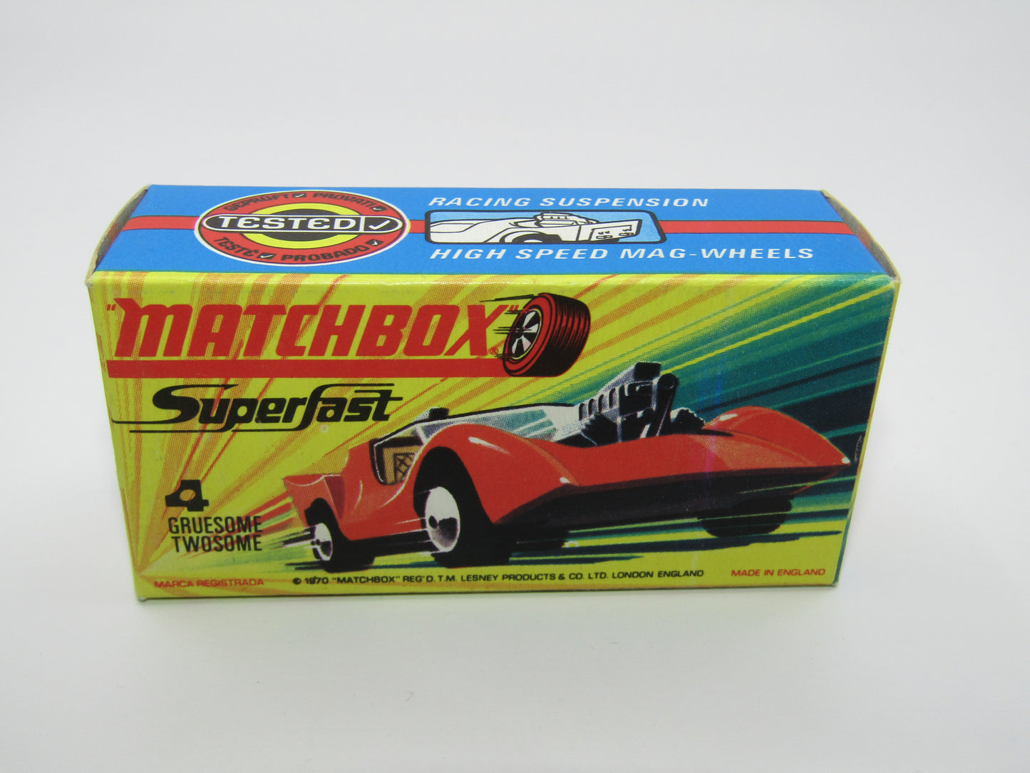 Matchbox Superfast 4B Gruesome Twosome ORANGE RED Ivory Interior