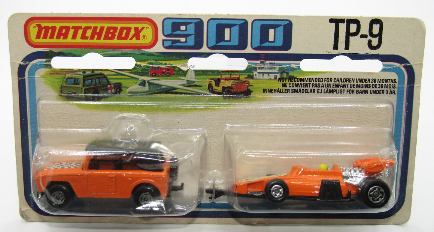 Matchbox Superfast Twin Pack TP-9 Field Car & ORANGE Team Matchbox 5 SPOKE Front Wheels