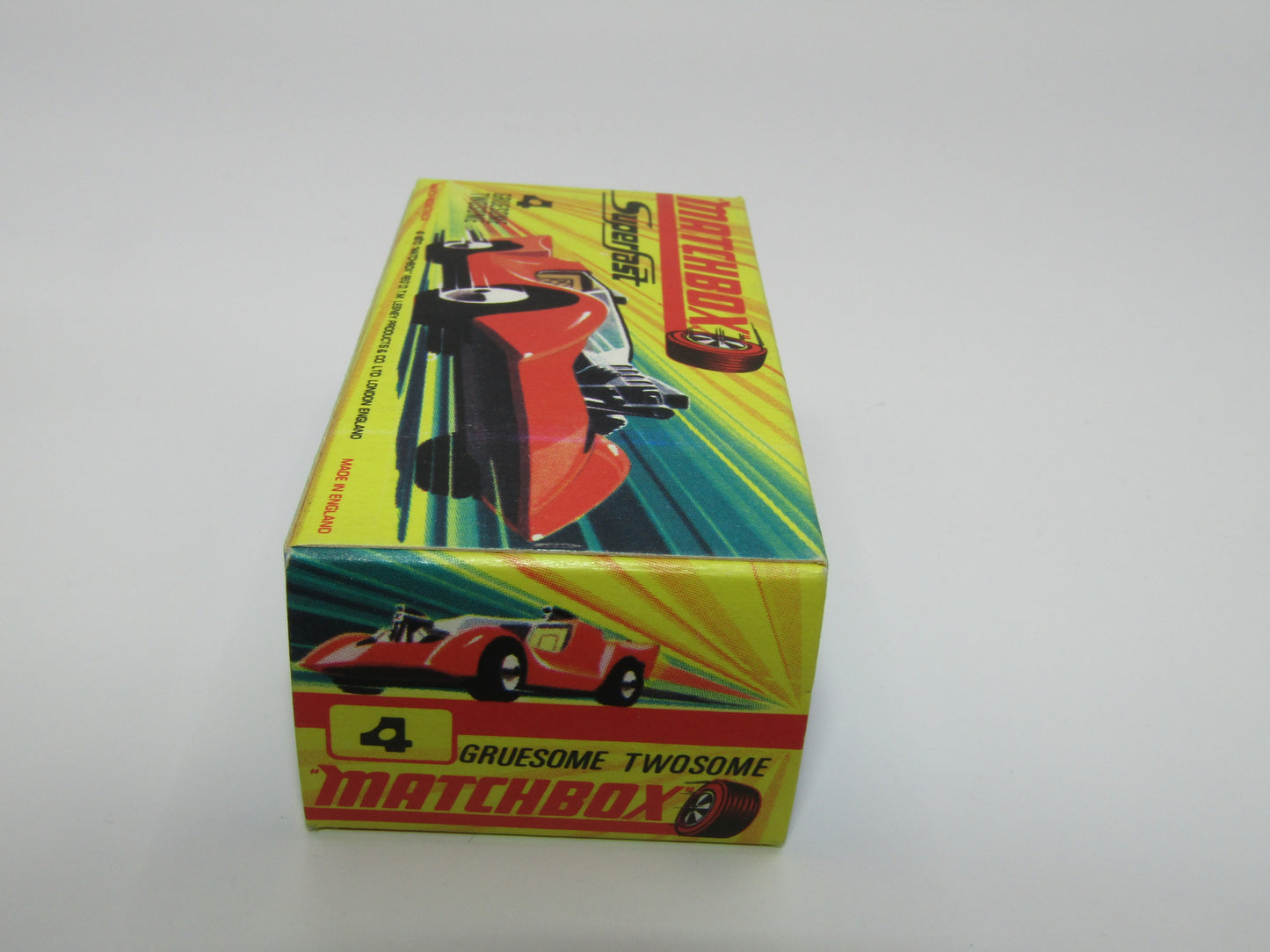 Matchbox Superfast 4B Gruesome Twosome ORANGE RED Ivory Interior