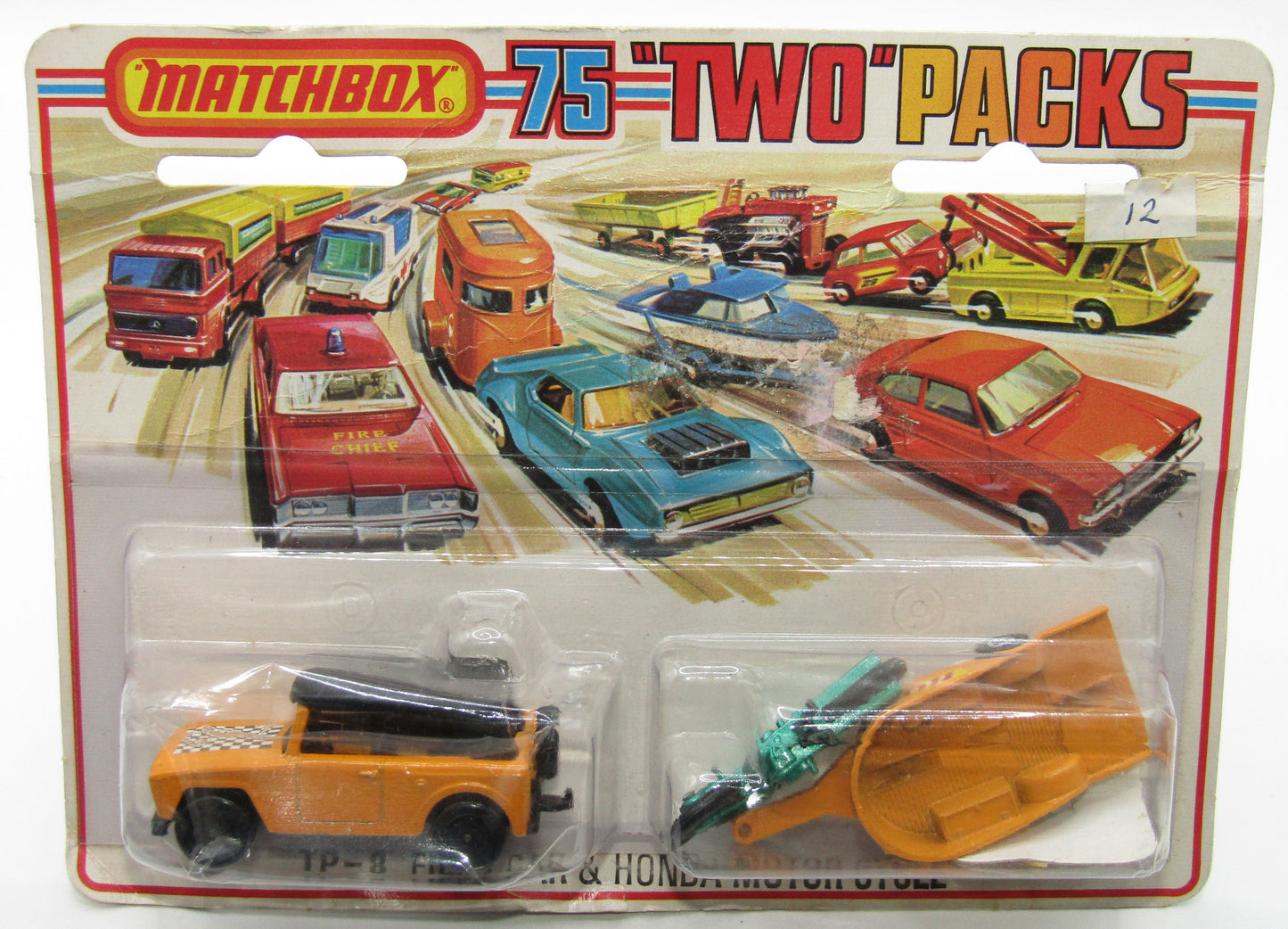Matchbox Superfast Twin Pack TP-8 Field Car Checker Label BLACK HUBS & Trailer