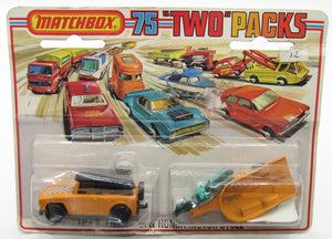 Matchbox Superfast Twin Pack TP-8 Field Car Checker Label BLACK HUBS & Trailer