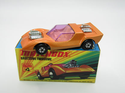 Matchbox Superfast 4B Gruesome Twosome Orange Gold LIGHT PURPLE windows