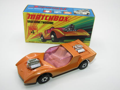 Matchbox Superfast 4B Gruesome Twosome Orange Gold LIGHT PURPLE windows