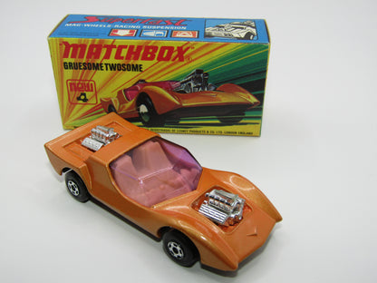 Matchbox Superfast 4B Gruesome Twosome Orange Gold LIGHT PURPLE windows