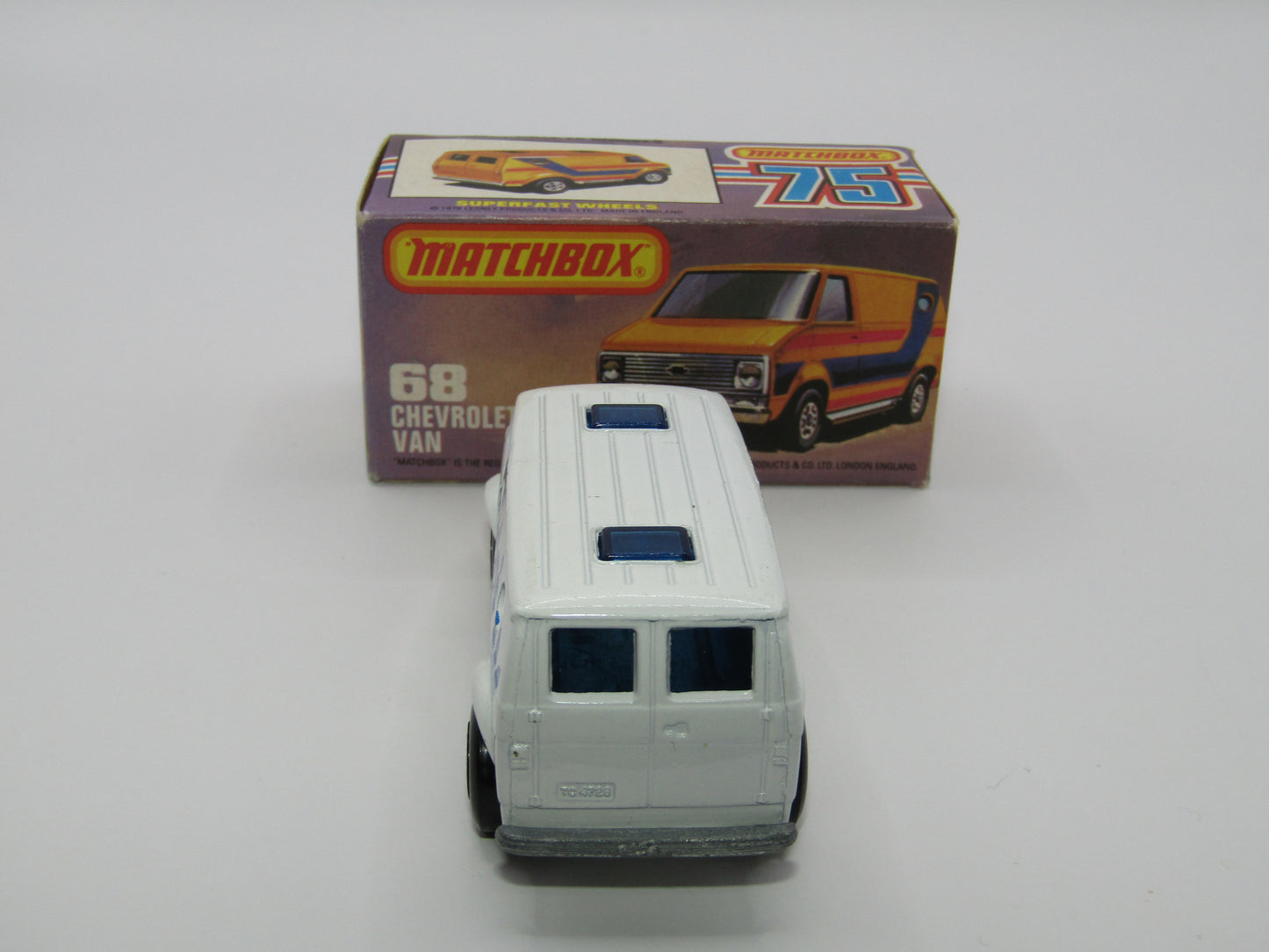 Matchbox Superfast 68C Chevy Van White Adidas Tampo