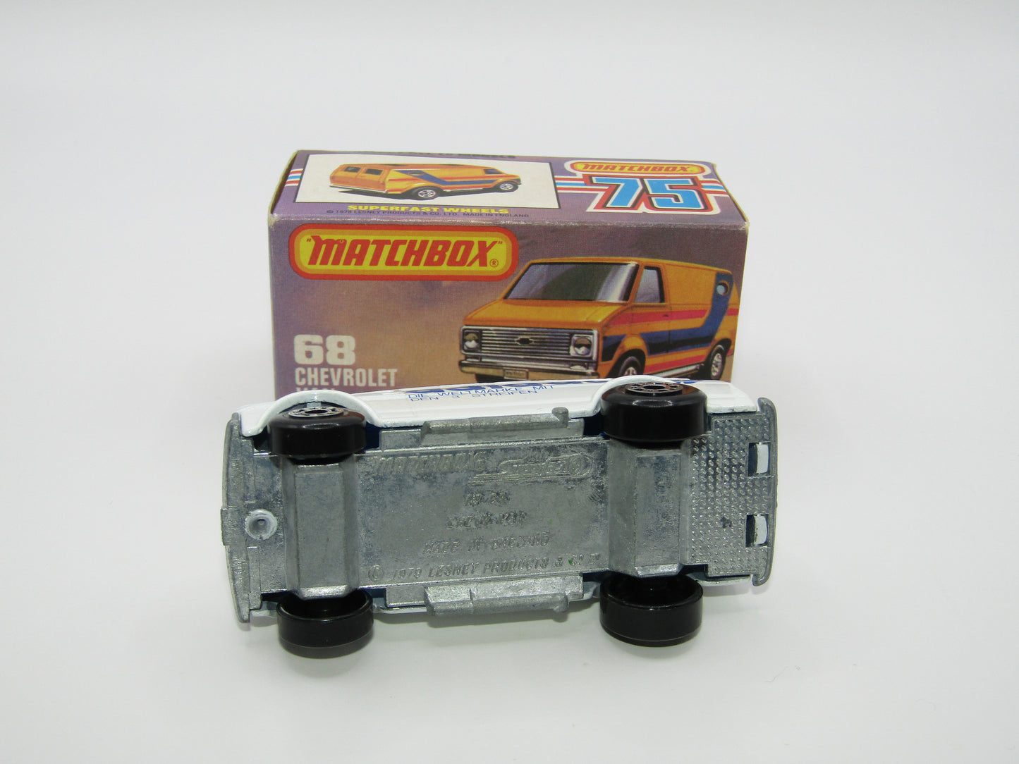 Matchbox Superfast 68C Chevy Van White Adidas Tampo