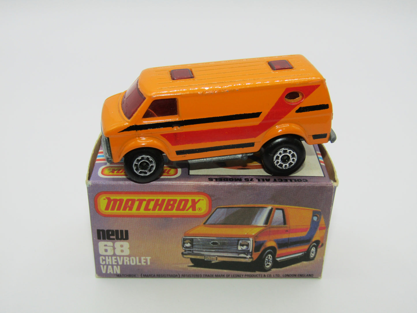 Matchbox Superfast 68C Chevy Van RED Windows