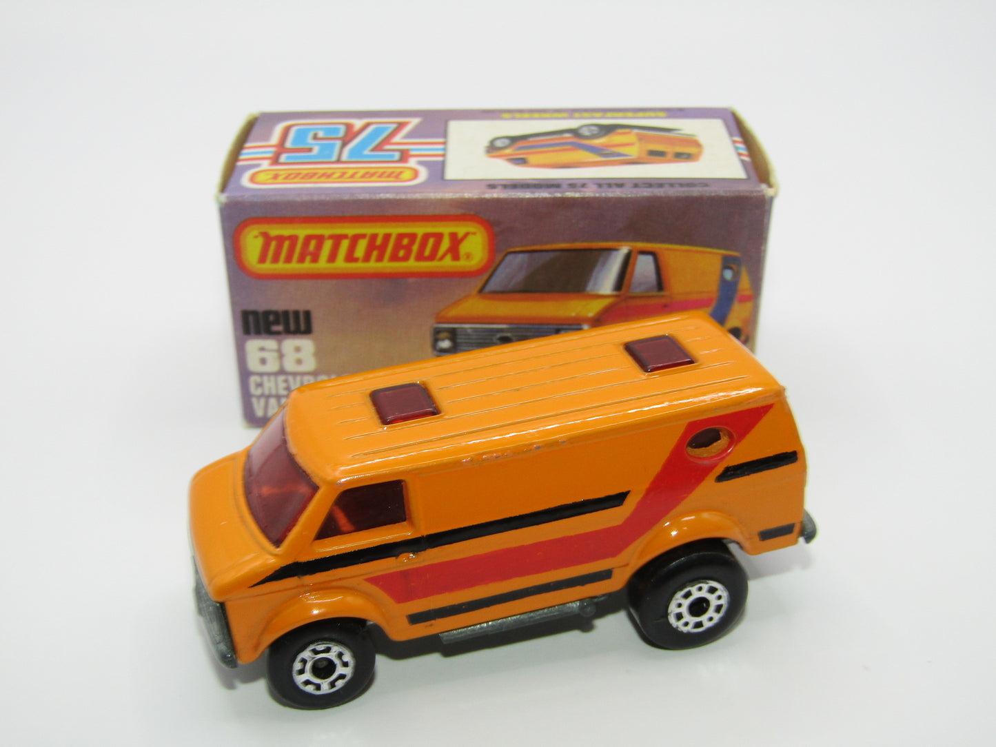 Matchbox Superfast 68C Chevy Van RED Windows