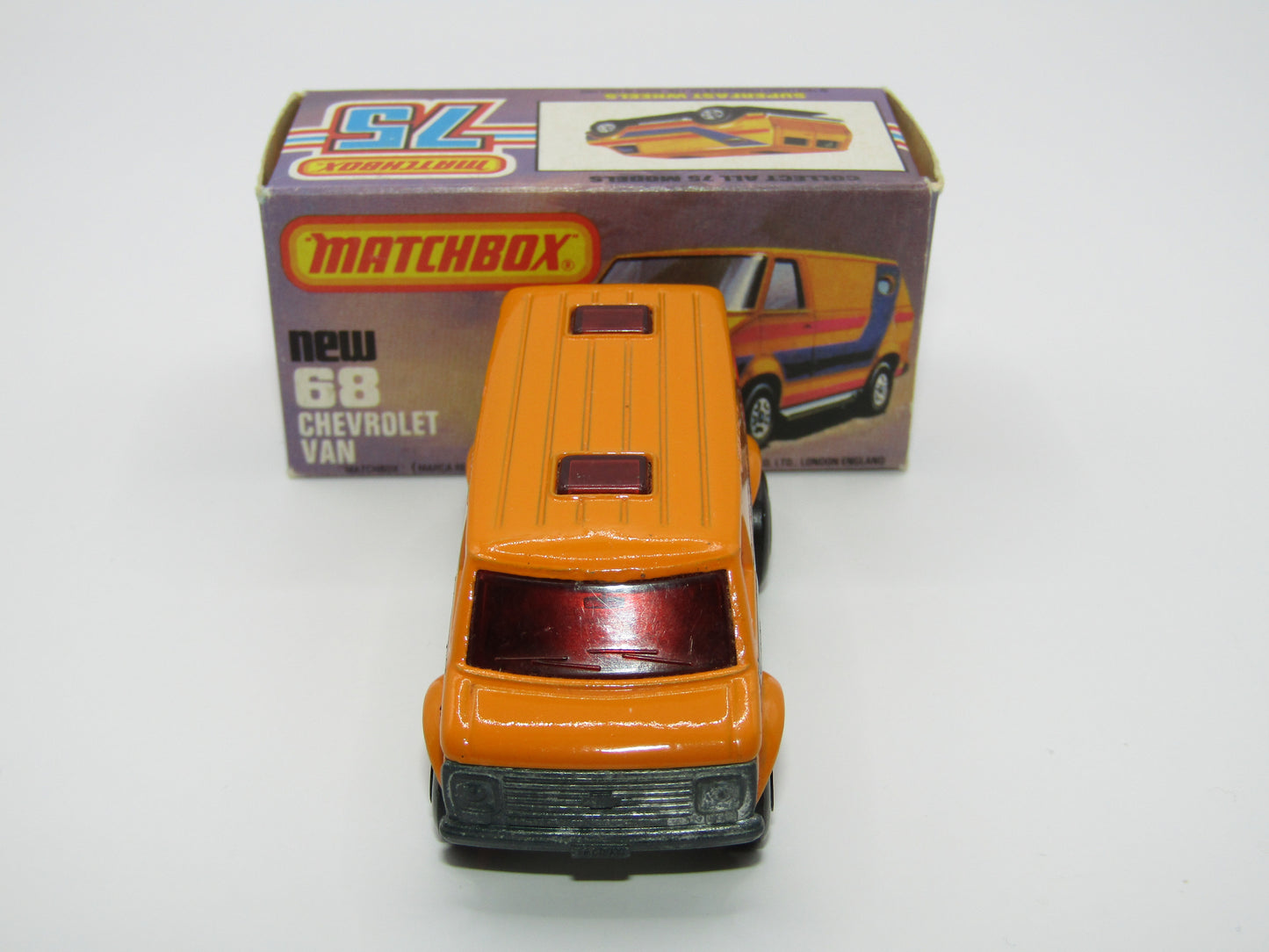 Matchbox Superfast 68C Chevy Van RED Windows