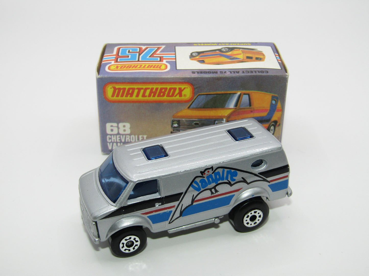 Matchbox Superfast 68C Chevy Van,Vanpire, SILVER Base