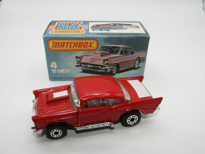 Matchbox Superfast 4D '57 Chevy Red - MISSING SIDE CHERRY BOMB Tampo's