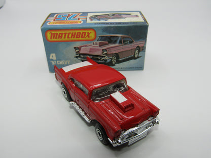 Matchbox Superfast 4D '57 Chevy Red - MISSING SIDE CHERRY BOMB Tampo's