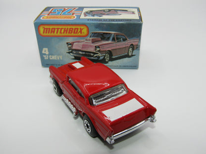 Matchbox Superfast 4D '57 Chevy Red - MISSING SIDE CHERRY BOMB Tampo's