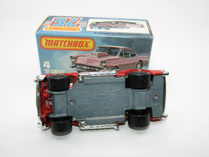 Matchbox Superfast 4D '57 Chevy Red - MISSING SIDE CHERRY BOMB Tampo's