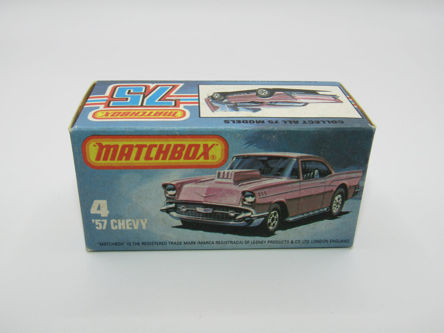 Matchbox Superfast 4D '57 Chevy Red - MISSING SIDE CHERRY BOMB Tampo's