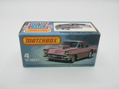 Matchbox Superfast 4D '57 Chevy Red - MISSING SIDE CHERRY BOMB Tampo's