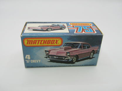 Matchbox Superfast 4D '57 Chevy Red - MISSING SIDE CHERRY BOMB Tampo's