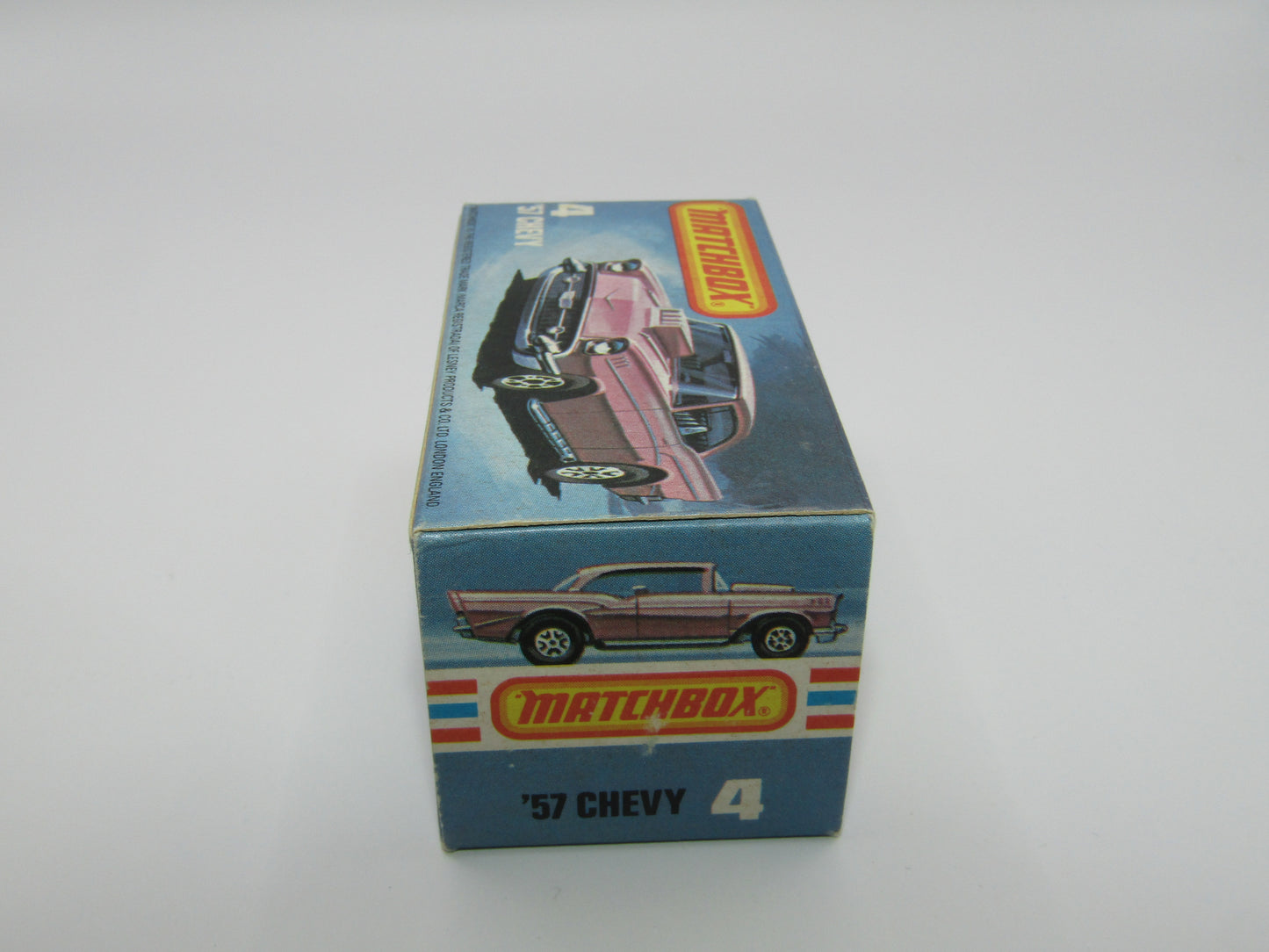 Matchbox Superfast 4D '57 Chevy Red - MISSING SIDE CHERRY BOMB Tampo's