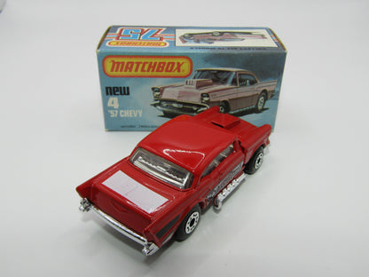 Matchbox Superfast 4D '57 Chevy Red - NO BONNET Tampo Silver Base