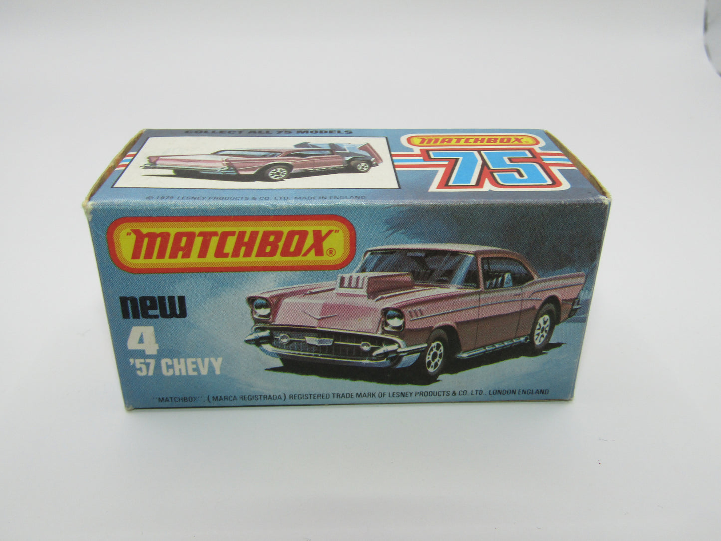 Matchbox Superfast 4D '57 Chevy Red - NO BONNET Tampo Silver Base