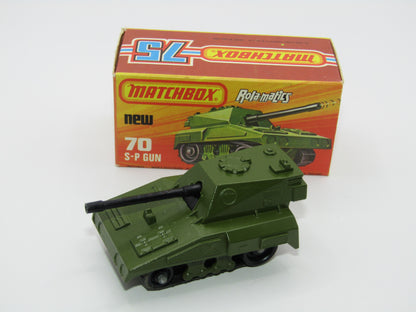 Matchbox Superfast 70C SP Gun Olive Green BLACK Tracks