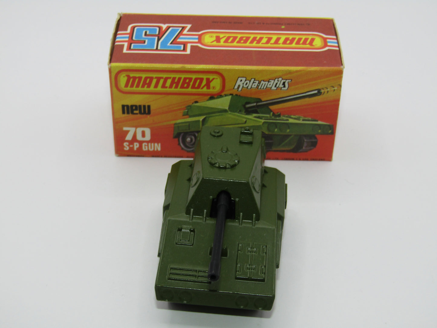 Matchbox Superfast 70C SP Gun Olive Green BLACK Tracks