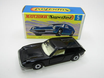 Matchbox Superfast 5A Lotus Europa Black NO TAMPO DOT DASH SPOKE WHEELS