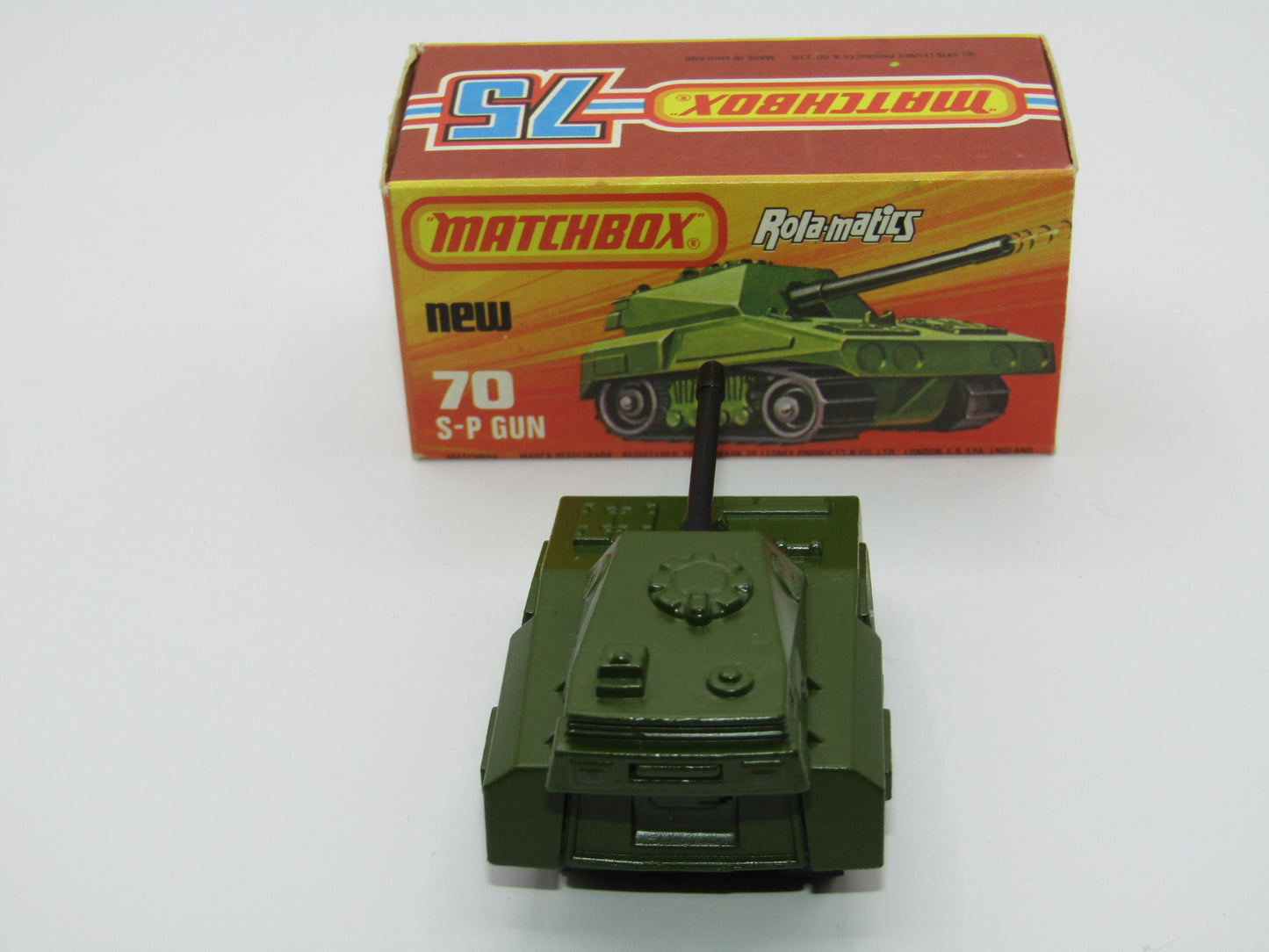 Matchbox Superfast 70C SP Gun Olive Green BLACK Tracks