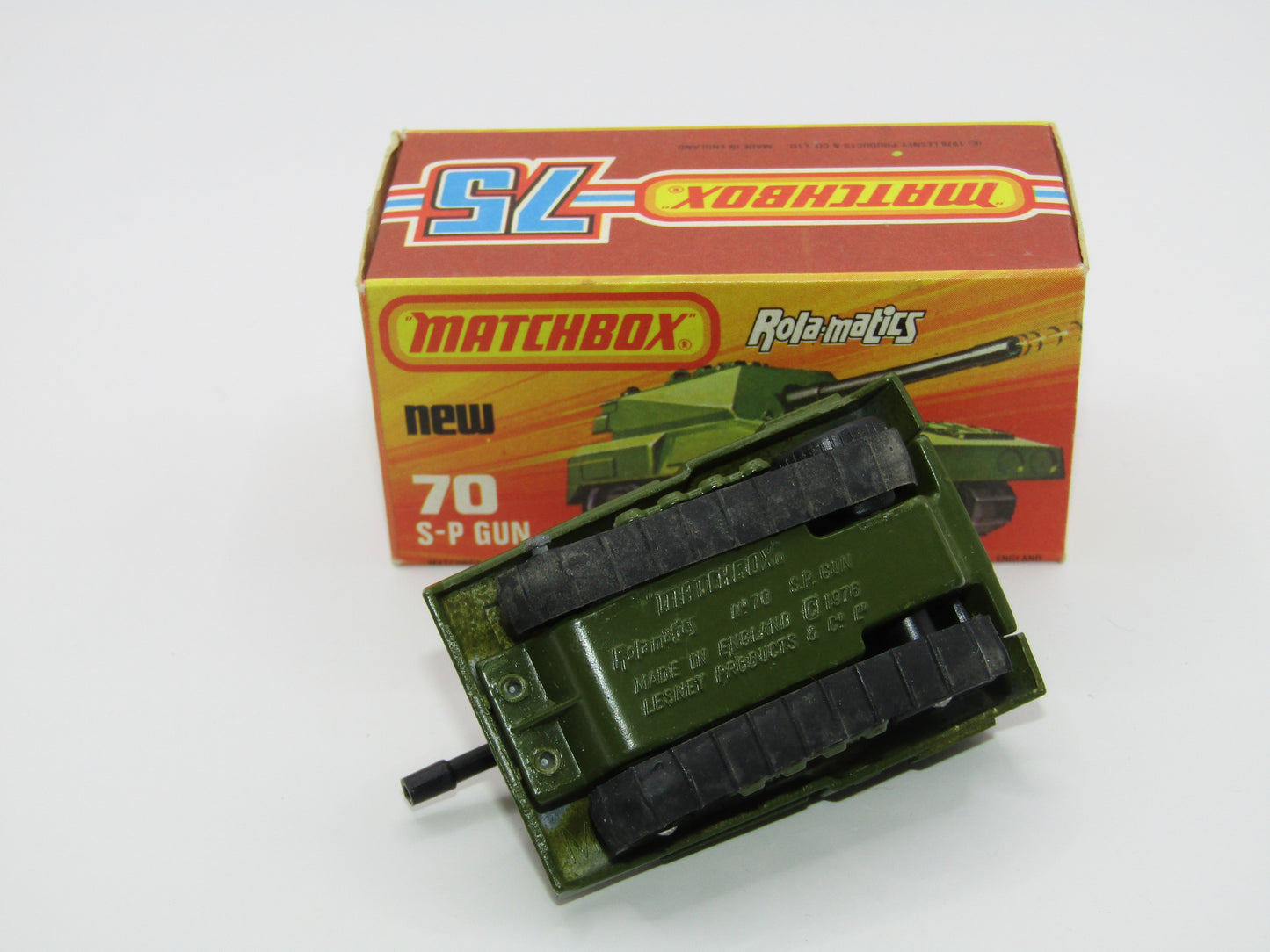 Matchbox Superfast 70C SP Gun Olive Green BLACK Tracks